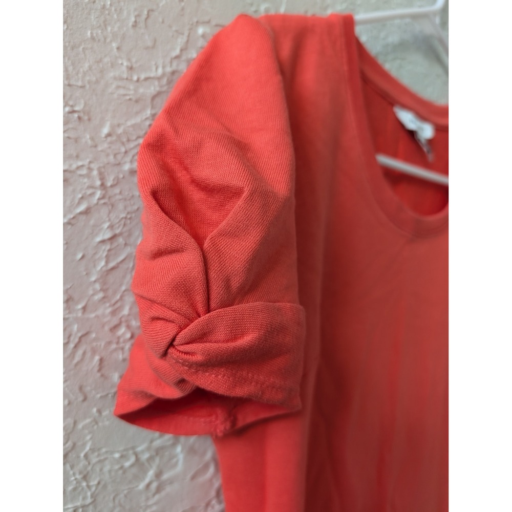 Nine West Dress Womens XS Coral Orange Short Puff Sleeve French Terry Knit Shift - Picture 10 of 12